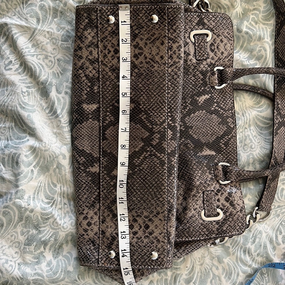 Michael Kors Shiny Embossed Reptile Print Satchel - Picture 8 of 16